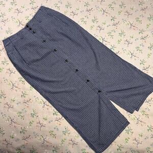 VTG Liz Claiborne Blue Plaid Skirt Button Front Midi A-Line Academia Preppy 10